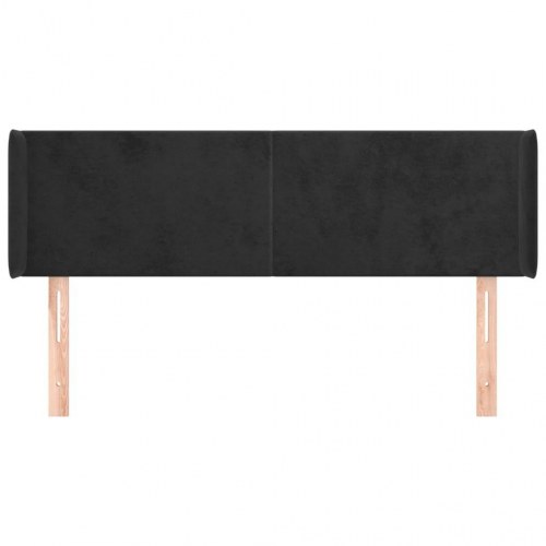 Sengegavl med kanter i fløjl - 147×16×78/88 cm, sort