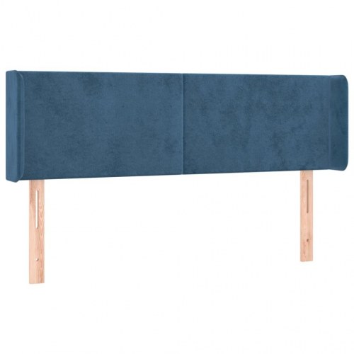 Sengegavl med kanter i fløjl - 147x16x78/88 cm, mørkeblå