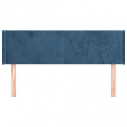 Sengegavl med kanter i fløjl - 147x16x78/88 cm, mørkeblå