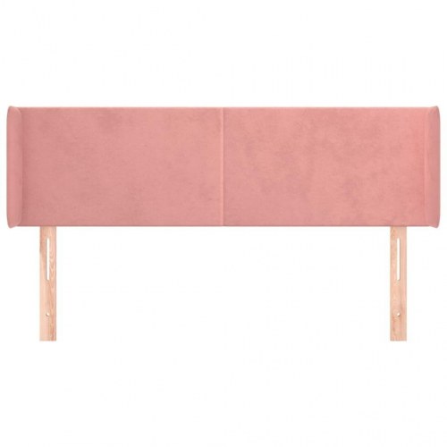 Sengegavl med kanter i fløjl - 147x16x78/88 cm, lyserød