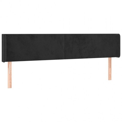 Sengegavl med kanter i fløjl - 163x16x78/88 cm, sort