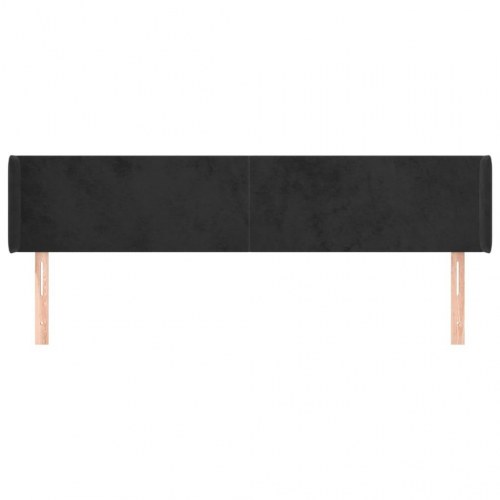 Sengegavl med kanter i fløjl - 163x16x78/88 cm, sort