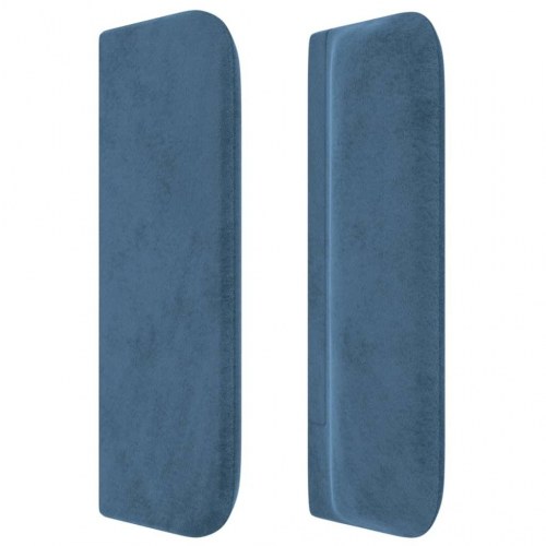 Sengegavl med kanter i fløjl - 163x16x78/88 cm, mørkeblå