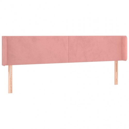 Sengegavl med kanter 163×16×78/88 cm - fløjl, lyserød