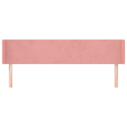 Sengegavl med kanter 163×16×78/88 cm - fløjl, lyserød