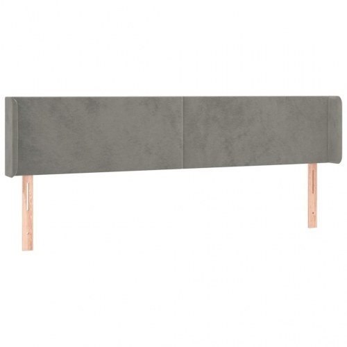 Sengegavl med kanter 183×16×78/88 cm i fløjl - lysegrå