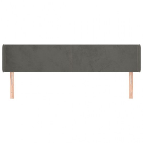 Sengegavl med kanter 183×16×78/88 cm - fløjl, mørkegrå