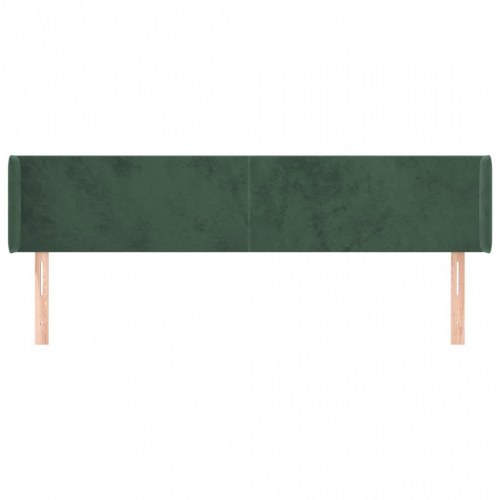 Sengegavl med kanter i fløjl - 183x16x78/88 cm, mørkegrøn