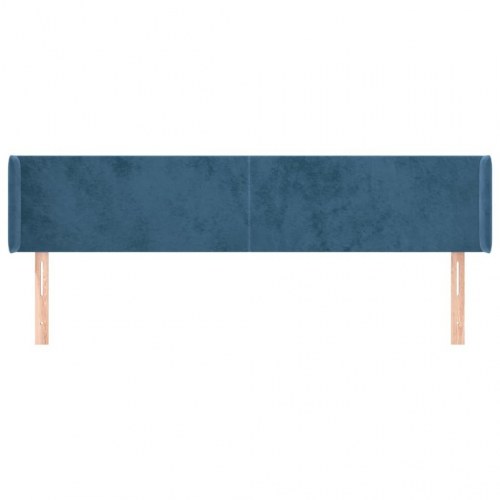 Sengegavl med kanter 183×16×78/88 cm - fløjl, mørkeblå