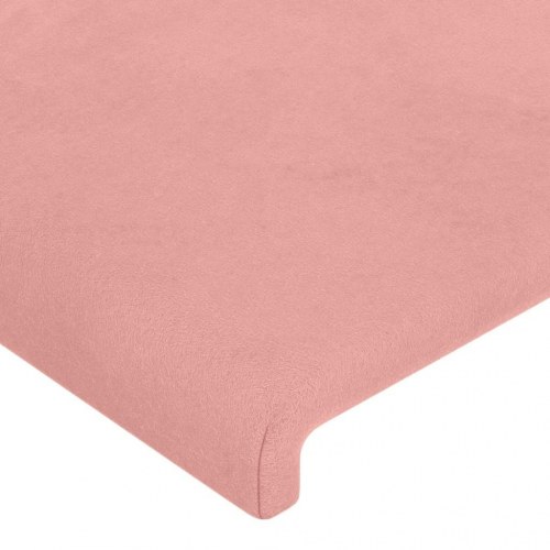 Sengegavl med kanter 183×16×78/88 cm i fløjl - lyserød
