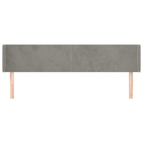 Sengegavl med kanter i fløjl - 203×16×78/88 cm, lysegrå