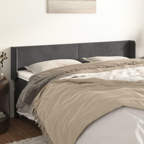 Sengegavl med kanter i fløjl - 203×16×78/88 cm, mørkegrå