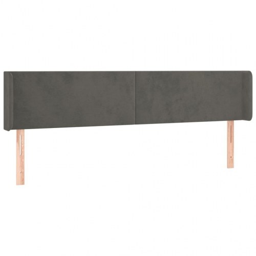 Sengegavl med kanter i fløjl - 203×16×78/88 cm, mørkegrå