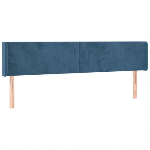 Sengegavl med kanter 203×16×78/88 cm - fløjl, mørkeblå