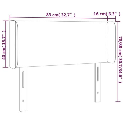 Sengegavl med kanter 83x16x78/88 cm kunstlæder grå