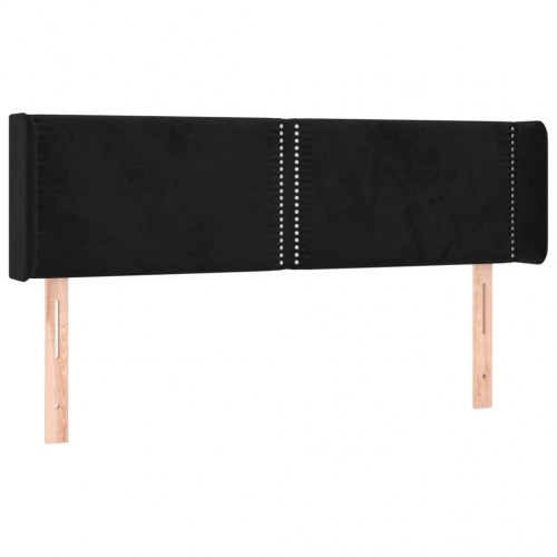 Sengegavl med kanter i fløjl 147 x 16 x 78/88 cm - sort