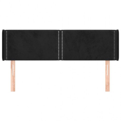 Sengegavl med kanter i fløjl 147 x 16 x 78/88 cm - sort