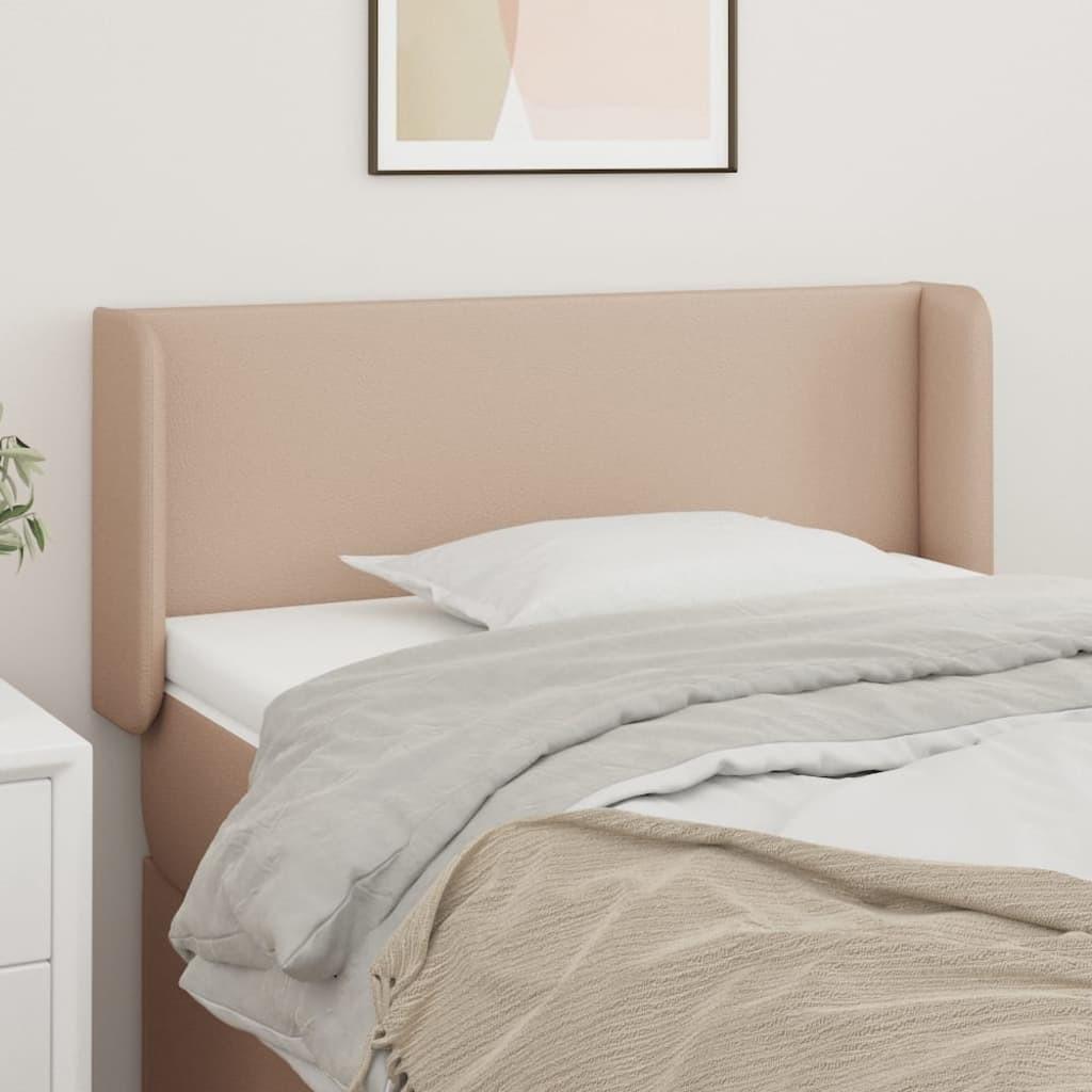 Sengegavl med kanter 103x16x78/88 cm kunstlæder cappuccino billede