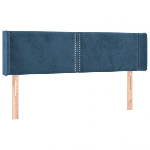 Sengegavl med kanter 147x16x78/88 cm fløjl mørkeblå