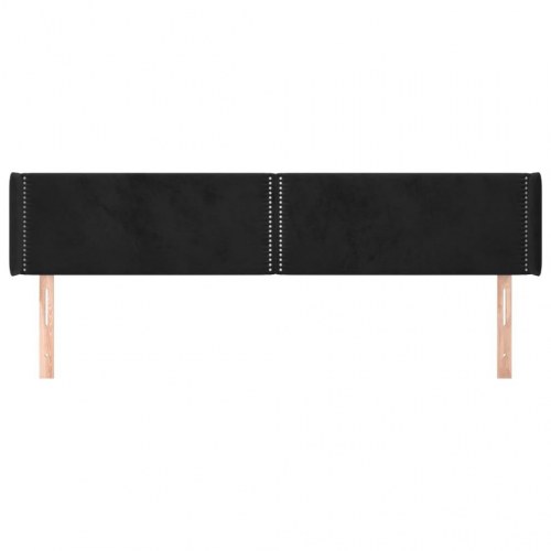 Sengegavl med kanter 163x16x78/88 cm - fløjl, sort