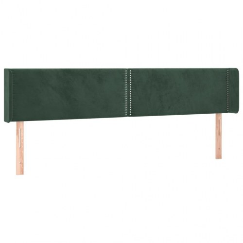 Sengegavl med kanter 163x16x78/88 cm fløjl mørkegrøn