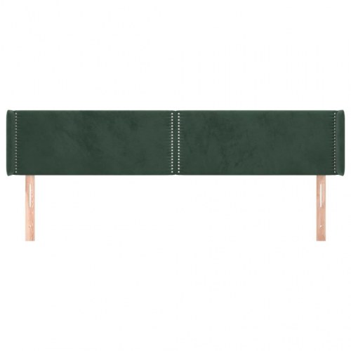 Sengegavl med kanter 163x16x78/88 cm fløjl mørkegrøn