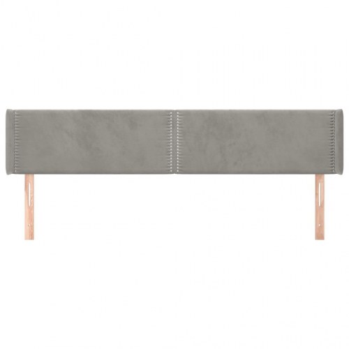 Sengegavl med kanter 203x16x78/88 cm - fløjl, lysegrå