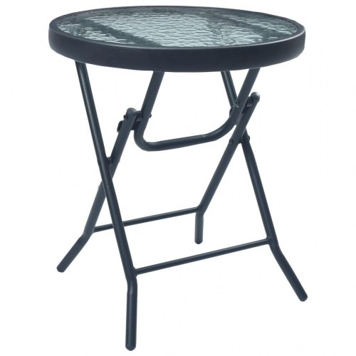 Bistrobord 40x46 cm stål og glas sort