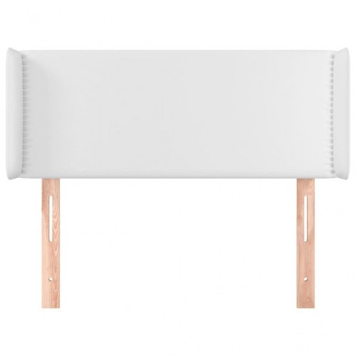 Sengegavl med kanter 83x16x78/88 cm kunstlæder hvid