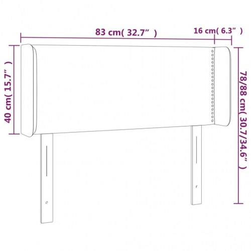 Sengegavl med kanter 83 x 16 x 78/88 cm kunstlæder - grå