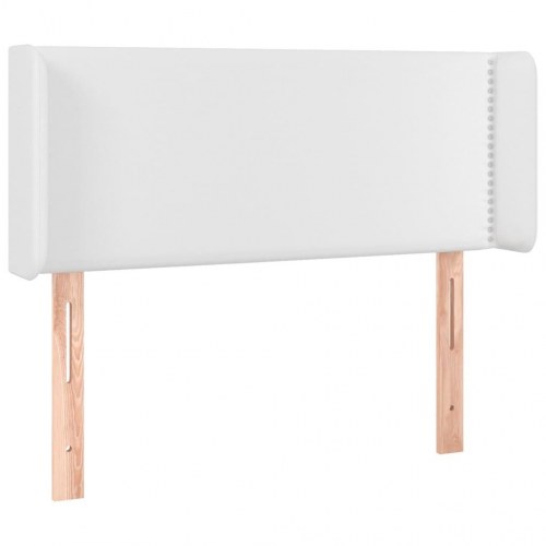 Sengegavl med kanter 93x16x78/88 cm kunstlæder hvid