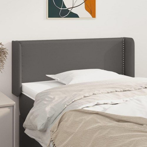 Sengegavl med kanter 93x16x78/88 cm kunstlæder grå
