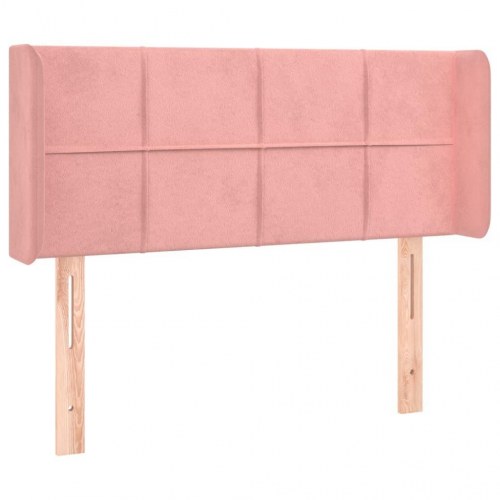 Sengegavl med kanter 93 x 16 x 78/88 cm fløjl - lyserød