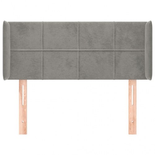 Sengegavl med kanter i fløjl 103 x 16 x 78/88 cm - lysegrå