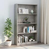 Bogreol med 4 hylder 80x24x142 cm konstrueret træ betongrå