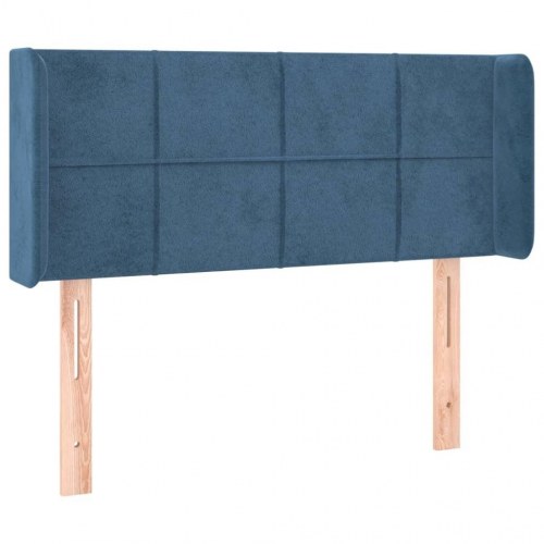 Sengegavl med kanter 103 x 16 x 78/88 cm - mørkeblå fløjl