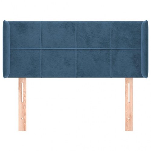 Sengegavl med kanter 103 x 16 x 78/88 cm - mørkeblå fløjl