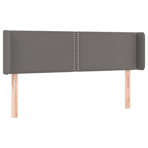 Sengegavl med kanter i kunstlæder - grå 147 x 16 x 78/88 cm