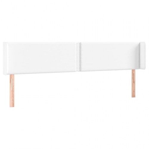 Sengegavl med kanter 163x16x78/88 cm kunstlæder hvid
