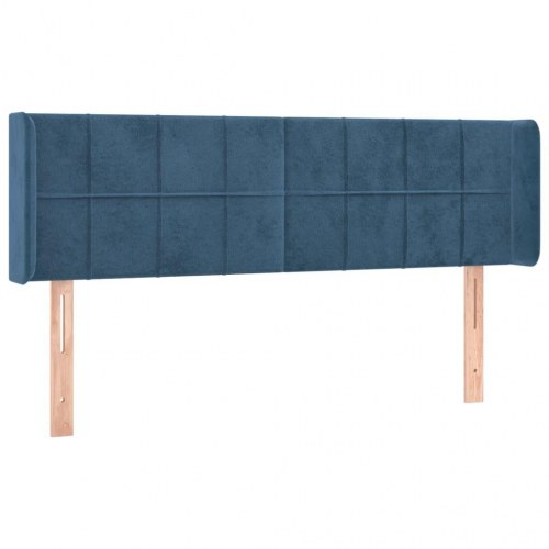 Sengegavl med kanter i fløjl 147 x 16 x 78/88 cm - mørkeblå