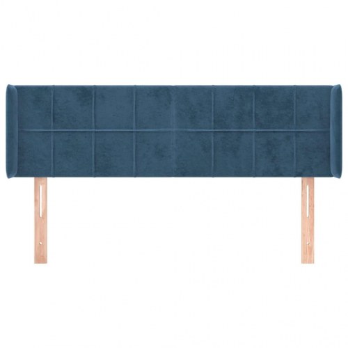 Sengegavl med kanter i fløjl 147 x 16 x 78/88 cm - mørkeblå