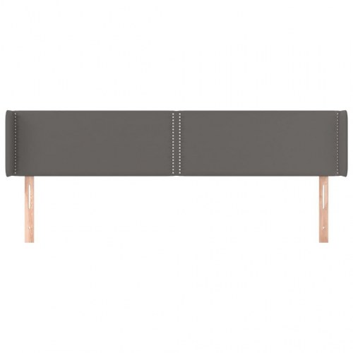 Sengegavl med kanter 163x16x78/88 cm kunstlæder grå