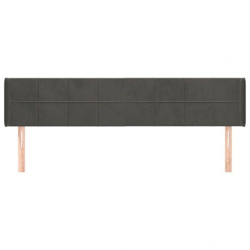 Sengegavl med kanter 163 x 16 x 78/88 cm fløjl - mørkegrå