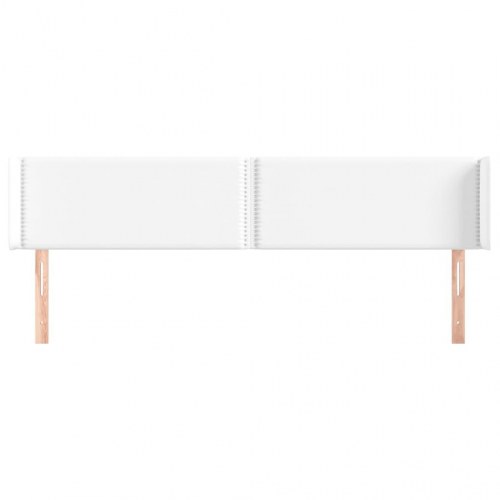 Sengegavl med kanter 183x16x78/88 cm kunstlæder hvid