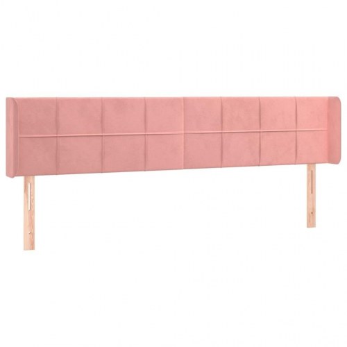 Sengegavl med kanter i fløjl 163 x 16 x 78/88 cm - lyserød