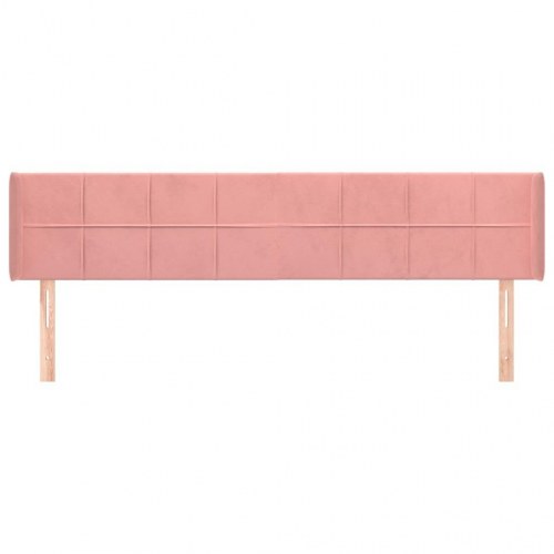 Sengegavl med kanter i fløjl 163 x 16 x 78/88 cm - lyserød