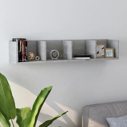 CD-hylde 100x18x18 cm konstrueret træ betongrå