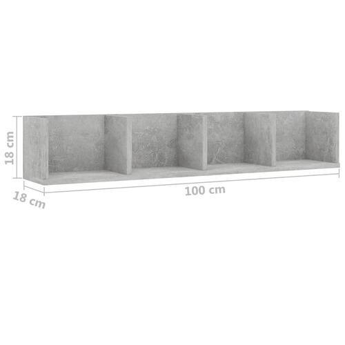 CD-hylde 100x18x18 cm konstrueret træ betongrå