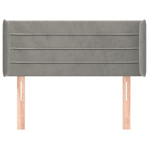 Sengegavl med kanter i fløjl - 83×16×78/88 cm, lysegrå