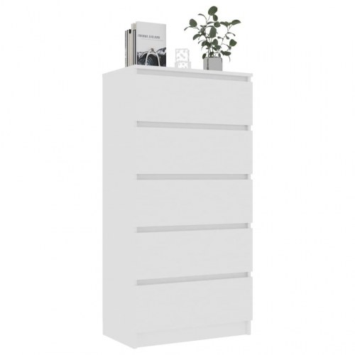 Kommode 60x35x121 cm konstrueret træ hvid